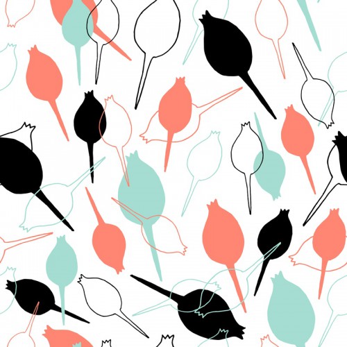spoonflower coral mint black white